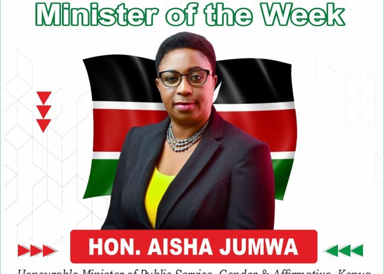 Hon Aisha Jumwa, Minister of Public Service, Gender & Affirmative, Kenya has Emerged APS Minister of the Week